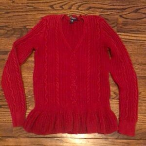 Chaps Ralph lauren red knit sweater